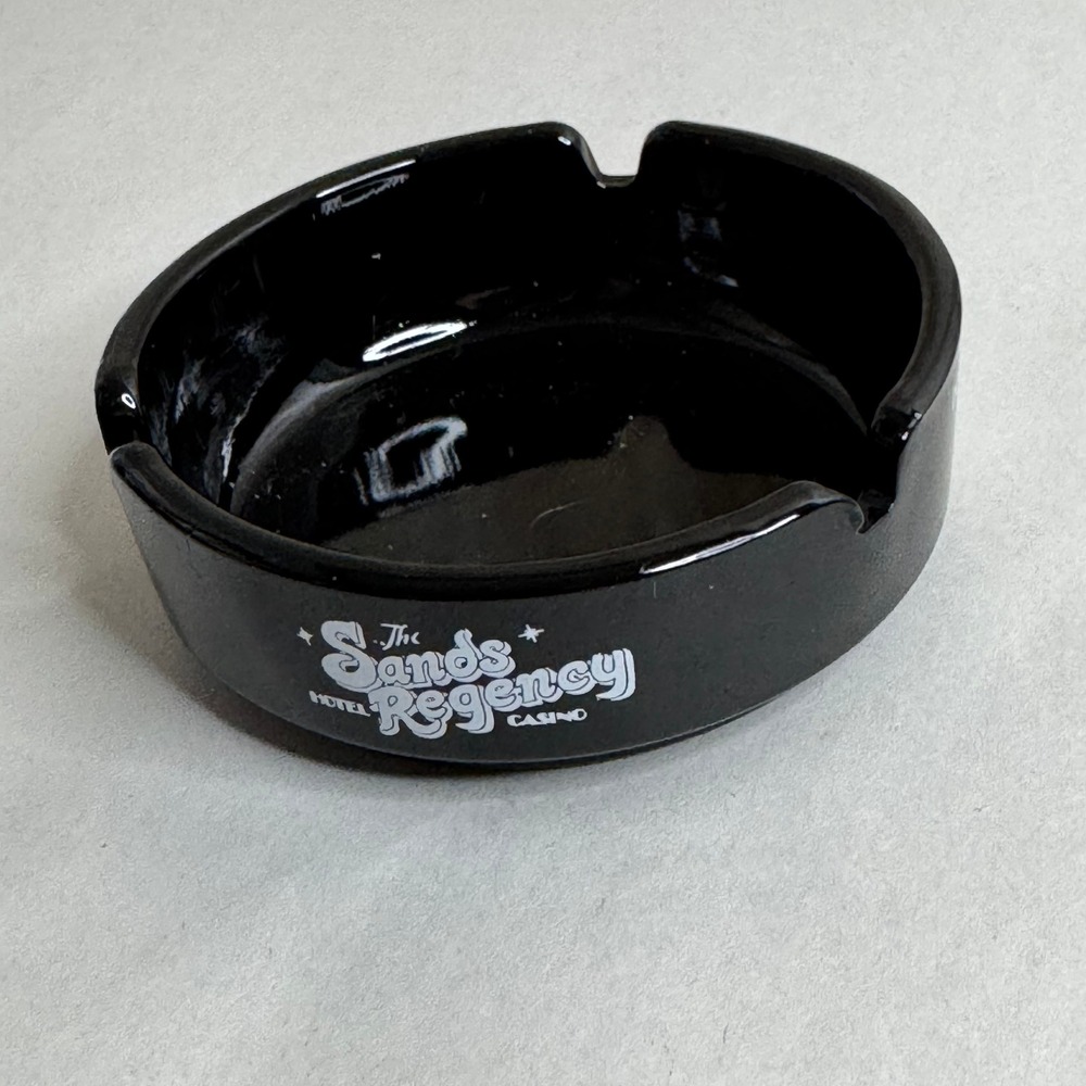 Vintage‎ The Sands Regency Hotel Casino Reno Nevada Black Glass Ashtray